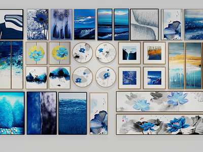 Decorative Plant Paintings With Floral Artworks And Various Frame Styles For Wall Decor 3d model