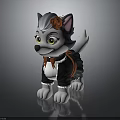 Cute Cartoon Wolf Character With Rose On Head Dressed In Black Outfit