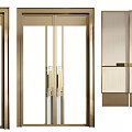 Light And Dark Wooden Sliding Doors With Metal Handles And Cabinet Design