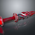 Ornate Red Handle Dagger With Silver And Red Twisted Sharp Blade Design