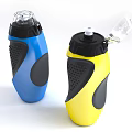 Blue And Yellow Water Bottles With Textured Grip Ergonomic Design And Transparent Straw Lid