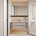 Sleek Modern Bathroom Interior With Glass Shower Vanity Mirror Toilet And Lighting