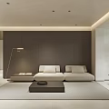 Modern Living and Dining Room Interior With Gray Sofa Coffee Table And Floor Lamp