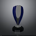 Shiny Blue And Silver Trophy With Black Base And Engraved Nameplate