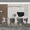 Light Luxury Dining Table and Chair Combination 3d model