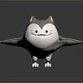 Cute 3D Cartoon Creature With Gray White Body Pink Ears Wings And Paws