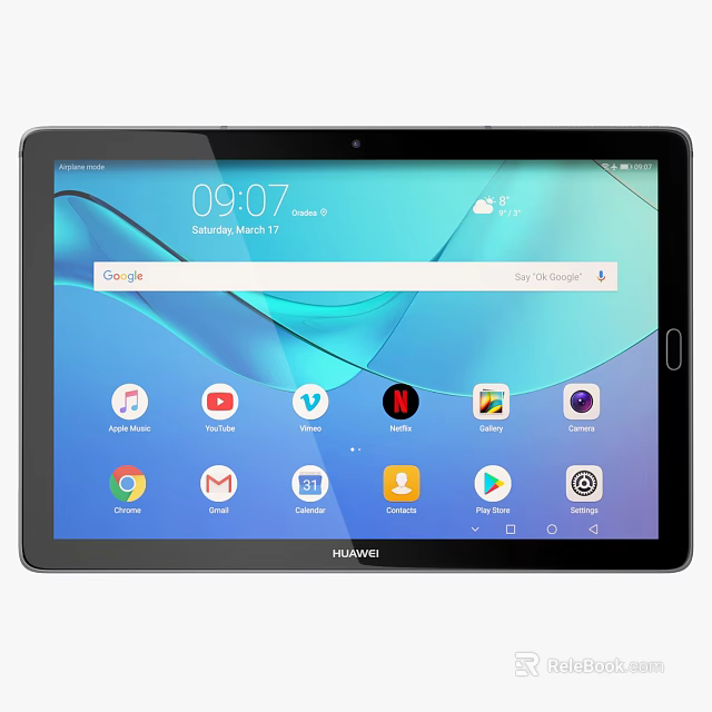 Huawei Tablet Screen Display With Time Date Google Search Bar And App Icons 3d model