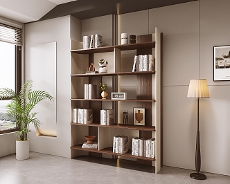 Nordic Minimalist Bookcase Bookshelf 3d model