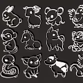 Cute Black White Cartoon Zodiac Animal Pendants For Home Decor