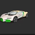 White Luxury Sports Car With Green Accents And Modern Sleek Design