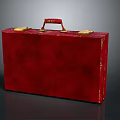 Red Leather Briefcase Featuring Red Handle And Gold Clasps Classic Style 3d model