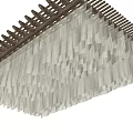 White Wavy Fabric Ceiling Drapery With Wooden Lattice Frame Interior Design
