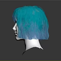 White Head Model Featuring Turquoise Short Hair With Bangs And Facial Features