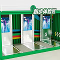 Interactive Zone For Running Experience With Three Digital Screens And Green Container Structure 3d model
