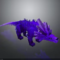 Purple Minecraft Style Reptilian Creature With Sharp Crystal Spikes And Glowing Features