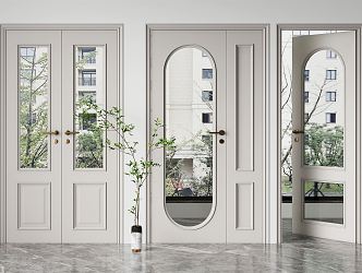 American swing door combination 3d model