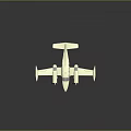 Light Colored Twin Propeller Model Airplane With Round Windows And Tail Logo