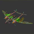 Green And Yellow Twin Engine Model Airplane With Streamlined Design And Detailed Wings