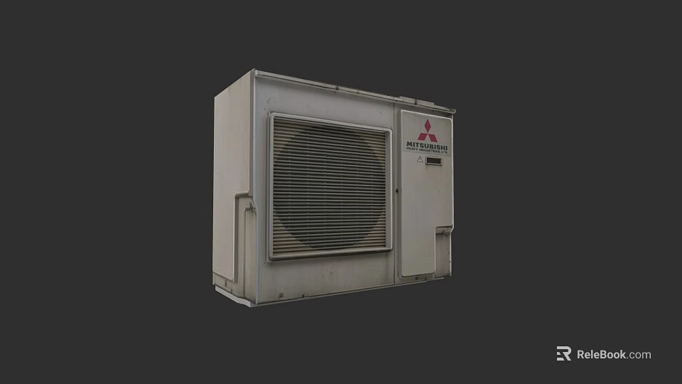 Mitsubishi Air Conditioner Fan Outdoor Unit With White Exterior Grille Design 3d model 