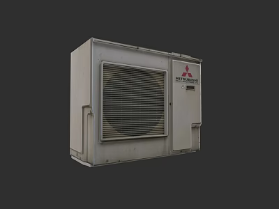 Mitsubishi Air Conditioner Fan Outdoor Unit With White Exterior Grille Design 3d model