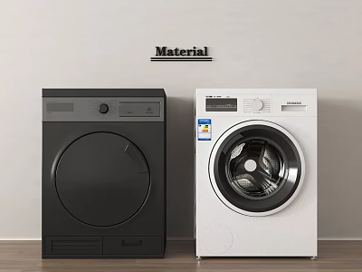 Two Black And White Modern Front Load Washing Machines In Minimalist Room 3d model