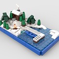 LEGO Toy Scene Winter Snow Chalet River Pier Glacier Winter 3d model