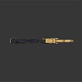 Elegant Golden Decorative Sword With Black Blade And Metallic Reflection Design 3d model