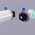 Mechanical Components With White Cylindrical Casing Blue Connectors And Black Pink Parts