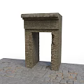 Modern Rustic Brick Archway Scene With Detailed Stone Slab Floor 3d model