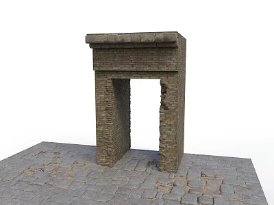 Modern Rustic Brick Archway Scene With Detailed Stone Slab Floor 3d model