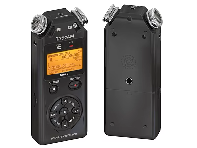 TASCAM Digital Voice Recorder With Dual Microphones And LCD Display For Professional Audio Recording 3d model