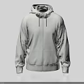 Gray Hooded Zipper Sweatshirt With Front Pockets Long Sleeves Simple Design Casual Comfortable Wear