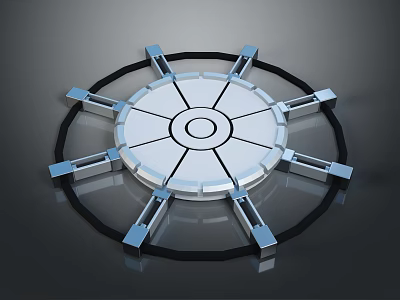 Circular Mechanical Device With Metal Arms And Central Component Design 3d model
