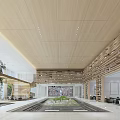 Modern Spacious Sales Office Interior With Indoor Greenery Artworks And Model