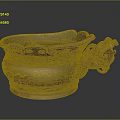 Traditional Decorative Brass Container with Dragon Head Handle and Intricate Carved Patterns