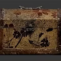 Classic Vintage Trunk With Hand Painted Floral Patterns Metal Lock And Handle