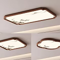 Chinese Style Ceiling Lights With Bamboo Leaf Patterns And Wooden Frames In Different Shapes 3d model