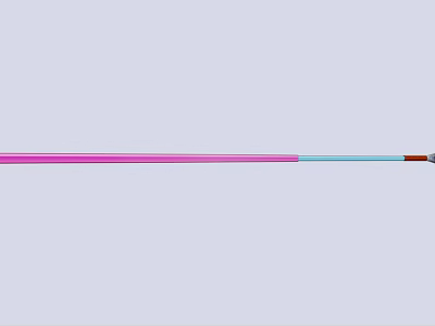 Long Slender Object With Pink Blue And Brown Straight Line Design 3d model