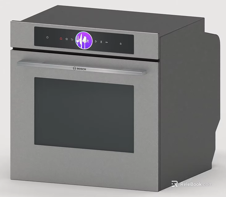 Modern Stainless Steel Kitchen Oven With Digital Display And Glass Door 3d model 