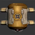 Golden Mechanical Creature Character With Red Eye Clawed Legs And Top Metal Rod