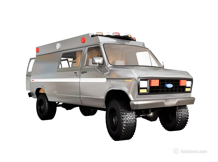 Silver Utility Vehicle With Roof Warning Lights Off Road Tires And Practical Design 3d model 