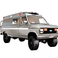 Silver Utility Vehicle With Roof Warning Lights Off Road Tires And Practical Design