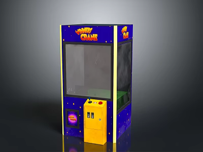 Candy Crane Machine Building Structure With Blue Exterior Yellow Coin Slot And Transparent Window 3d model