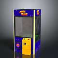 Candy Crane Machine Building Structure With Blue Exterior Yellow Coin Slot And Transparent Window