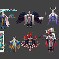 Fantasy Characters And Mythical Creatures With Diverse Costumes And Detailed Designs