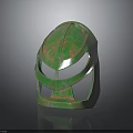 Ancient Rusted Green Metallic Weapon Helmet With Unique Design And Texture