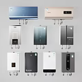 Various Wall Mounted Water Heaters With Different Colors And Modern Designs 3d model