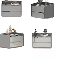 Modern Bedside Tables With Drawers Decorative Plants Statues Books And Vase