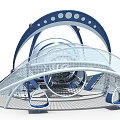 Blue And White Playground Equipment With Net Climbing Structure And Tubular Slide Tunnel