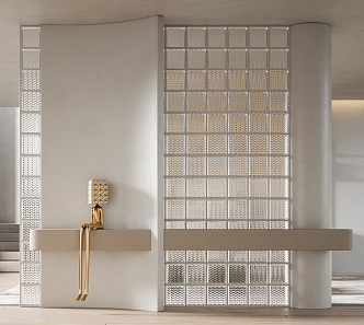 Modern partition glass brick partition 3d model